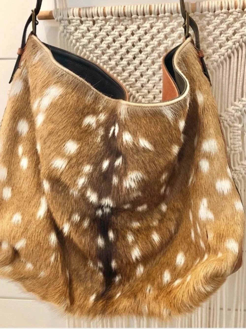 Lucchese Large Axis Deer Hair & Hide Hobo Shoulder Bag